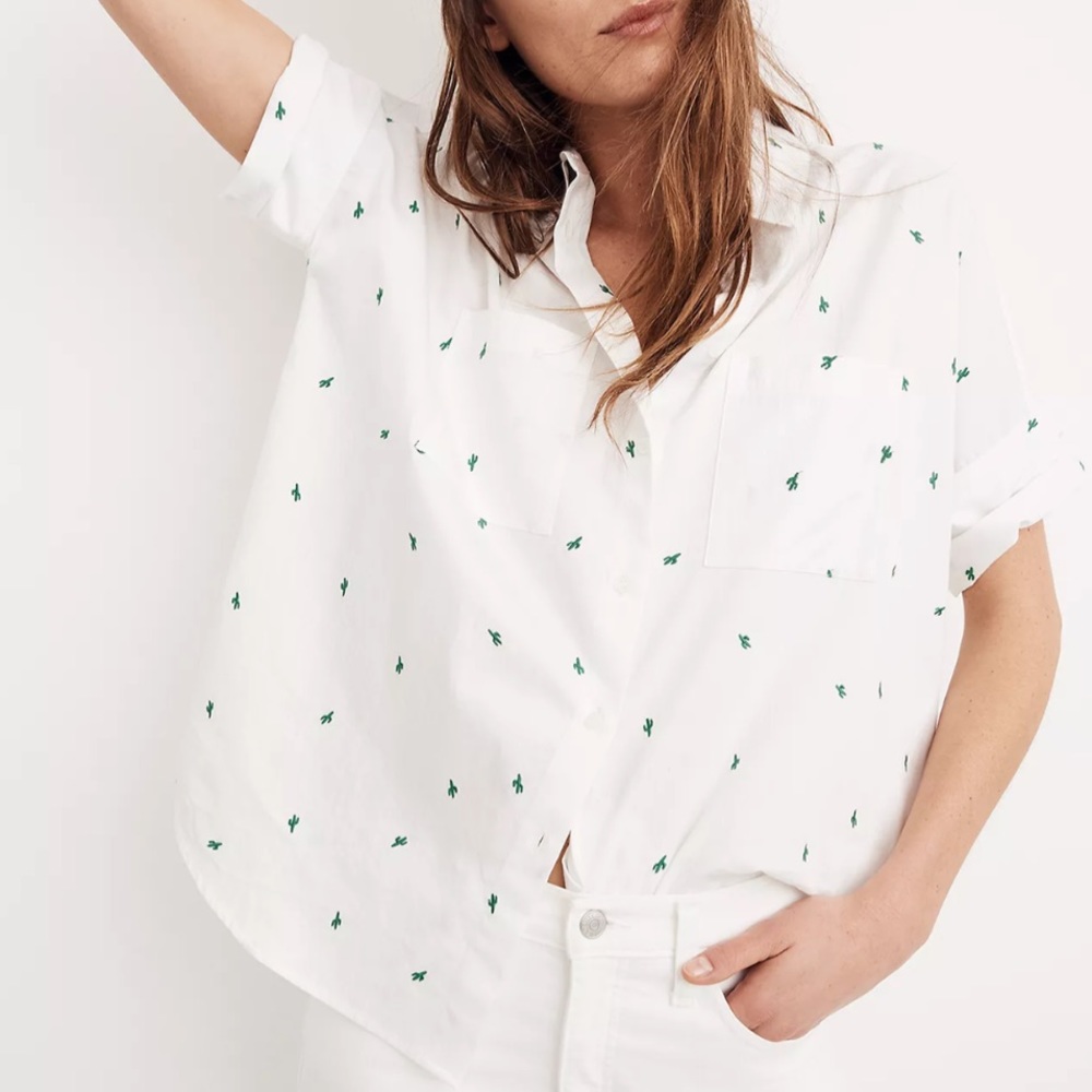 Madewell Embroidered Cactus Courier Shirt size Small EUC